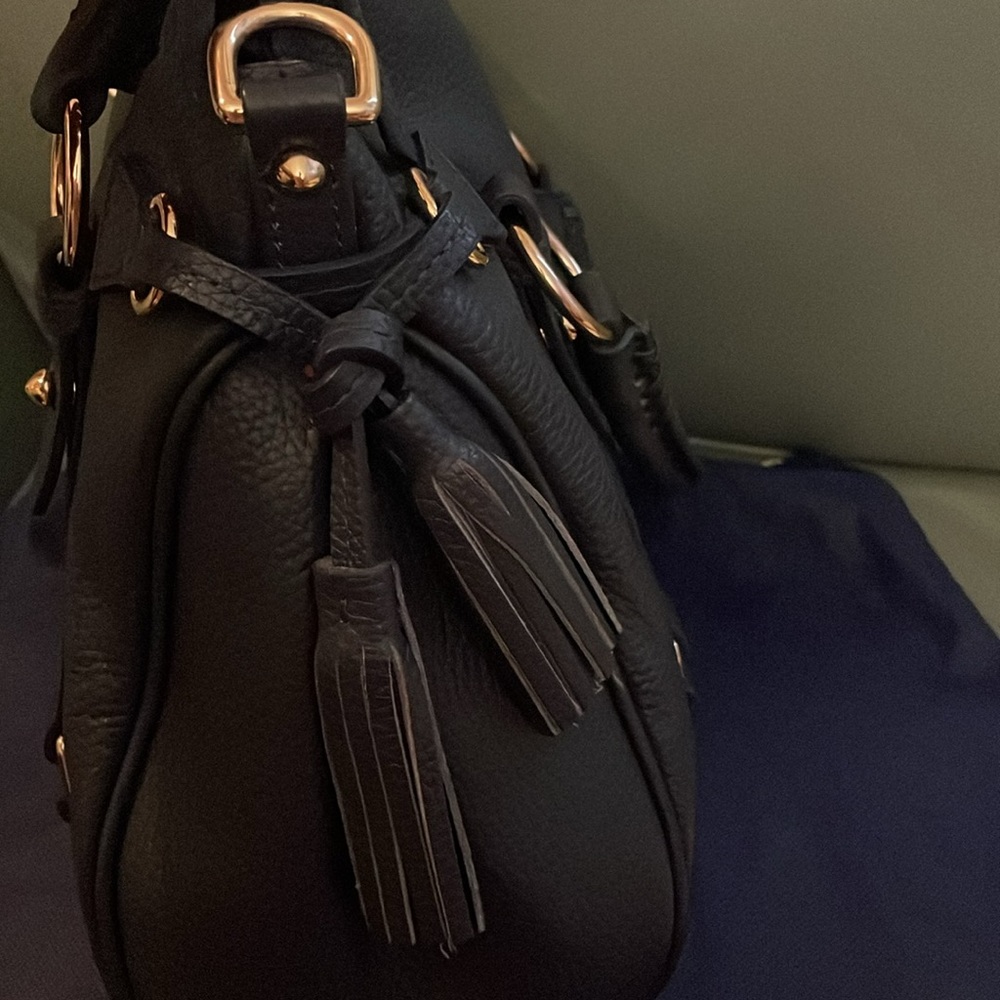 Dooney&bourke Navy Blue Pebbled Leather Florentine  Tassel Satchel 🔺FIRM🔺 - Picture 6 of 16